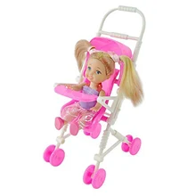 Beautiful Pink Baby Stroller Infant Carriage Stroller Trolley Nursery Furniture for Barbie Doll Christm Toy Gifts for Baby Girls