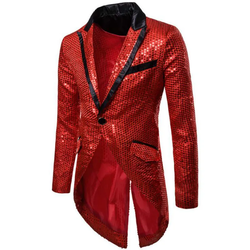 

Hot European and American men's autumn and winter sequins decorative design evening dress tuxedo men's lapel suit