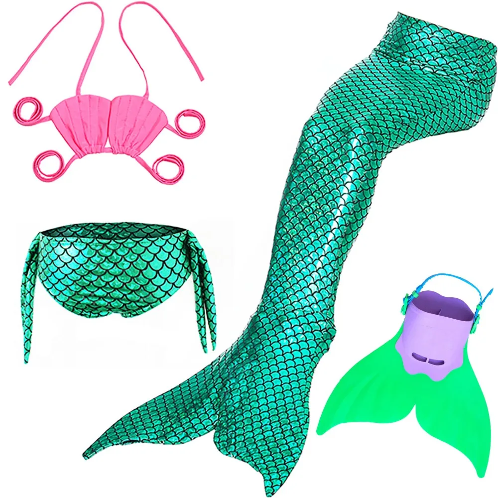 Детский купальный костюм русалки, бикини для девочек, хвост русалки С флиппером, детская одежда для плавания, Раздельный купальник, хвост русалки, одежда для плавания