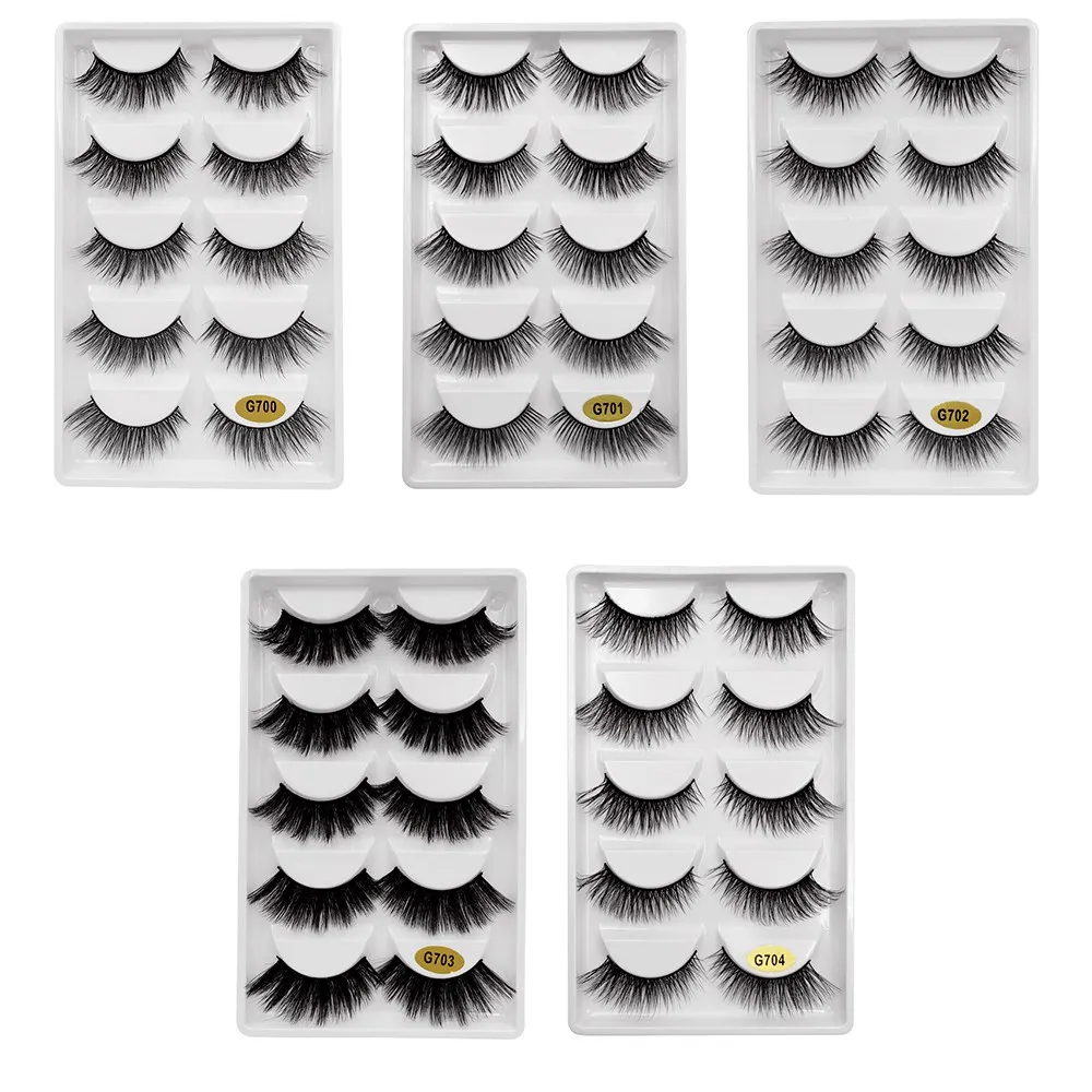 

False Eyelashes Mink 3D 5Pairs Makeup Fake Eyelashes Long Extension Cruelty Natural False Eyelashes Beauty Cosmetic Set Tool