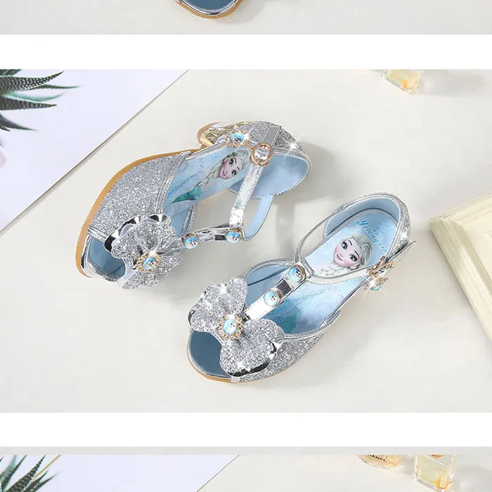 Children girls sandals,Frozen shoes for girls,Dancing and party shoe bow rhinestone bow else shoes EUR size 24-36