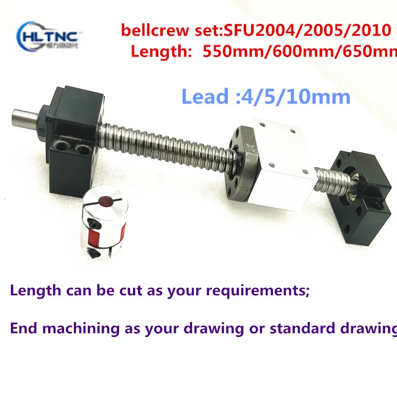 

CNC Parts Accessories: Ballscrew 2010 End Machined +Ball nut SFU2010 +Ball Screw Supporter BK BF15 + coupler 6.35*12mm