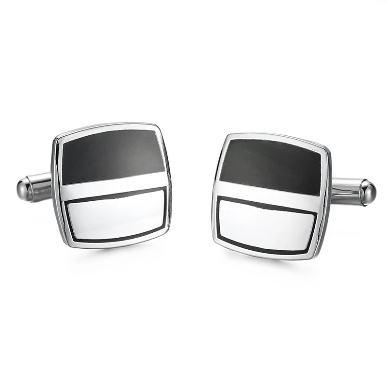 

WN new high quality black and white enamel craft design square Cufflinks fashion men's French Cufflinks