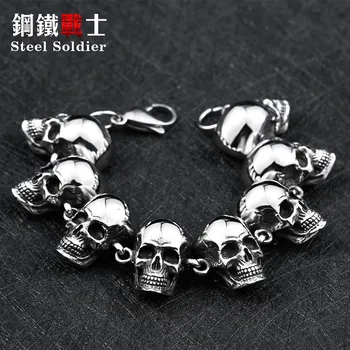 

Steel soldier 2017 Skull Bracelet For Man New Cool Punk 316 Stainless Steel top Quality Jewelry