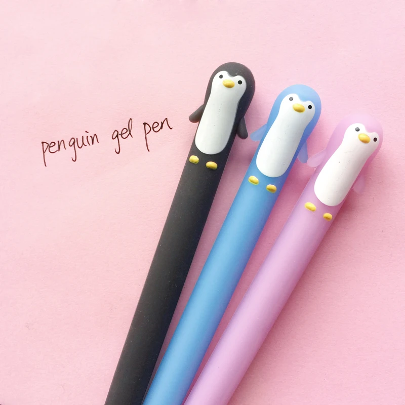Кавайный Пингвин из силикона Гелевая Ручка-роллер ручка для письма Ручка канцелярия для учеников школы офисные поставки черный 0,5 мм