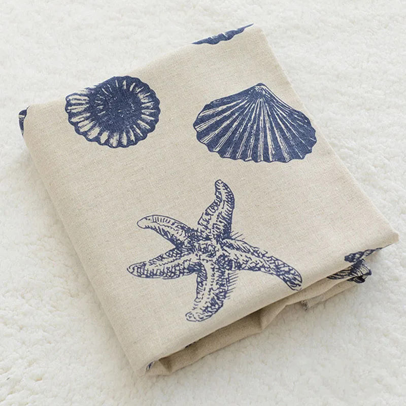 

50*150cm Starfish Printed Sewing Upholstery Cotton Linen Cloth Blend Fabric DIY handmade Home Decor Linen Fabric Free Shipping