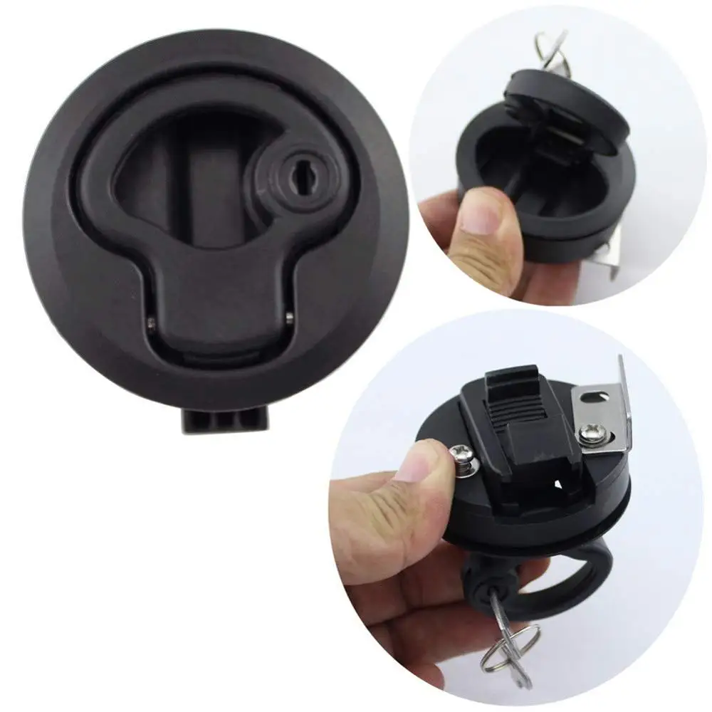 

HCSSZP 4 Pcs Black Locking lift handle 2 inch Flush Boat Latch with key can locking Flush Pull Latches Deck Hatch Free Shipping