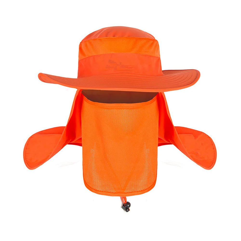 Шапка для рыбалки улицы, Пешие прогулки, водонепроницаемая защита от солнца УФ, солнцезащитный козырек, шейный козырек, щиток, маска для лица, лучшее качество, ветрозащитный уплотнитель, шапка - Цвет: Orange