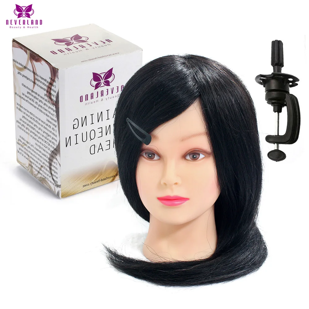 100 Real Human Hair Mannequin Head With Stand Hairdressing Mannequins