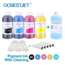 5x250 мл пигментные чернила с чистящее средство для Epson L132 L222 L312 L362 S22 SX125 SX420W TX510 T1100 WF-2010 WF-7510 WF-7610 чернила для принтера