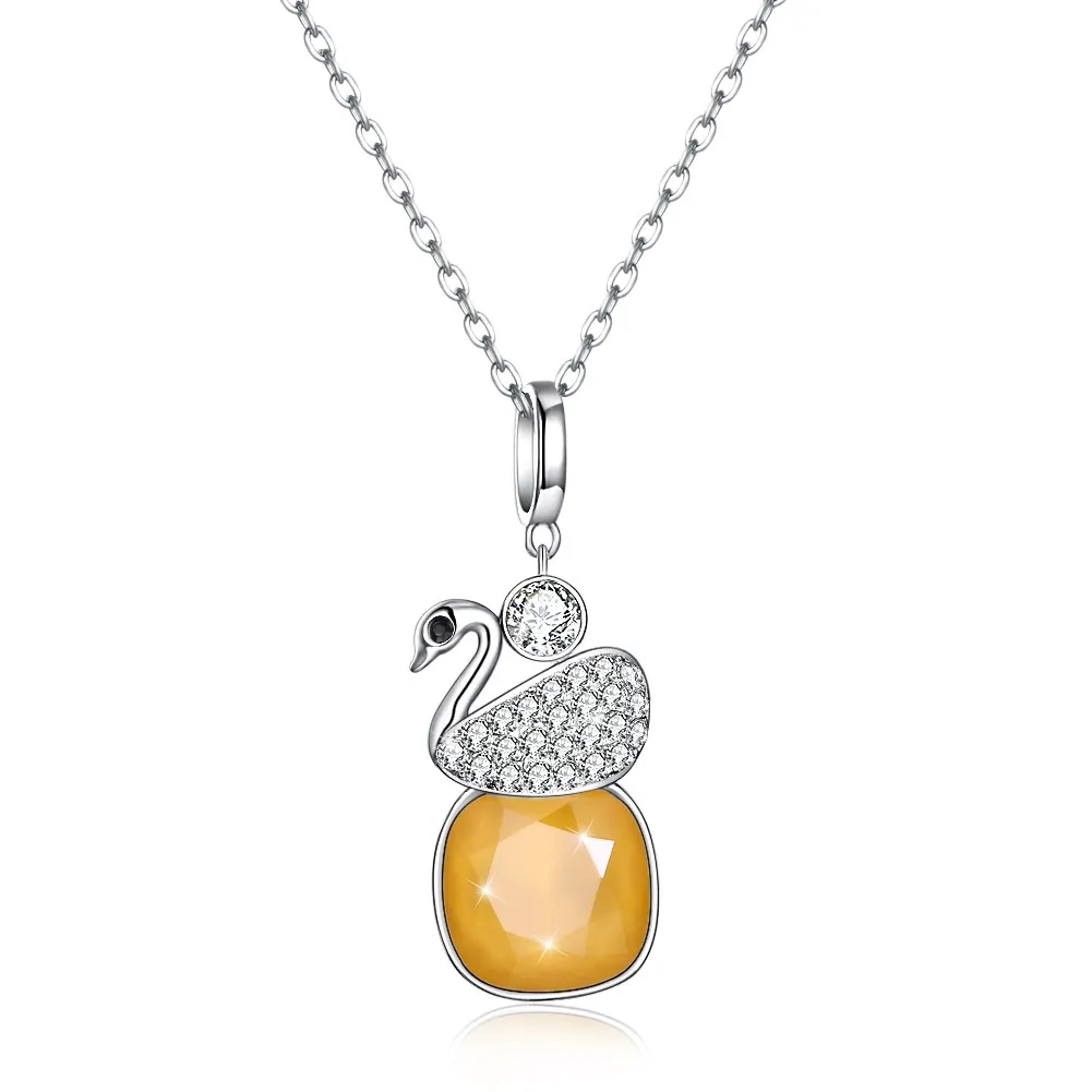 INALIS Новый Aniaml 925 пробы серебро кристаллами от Swarovski Лебедь Кулон Разноцветные кристаллы ожерелья Для женщин Jewelry вечерние подарок