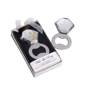 

Free shipping 50pcs Creative Crystal Diamond Ring Zinc alloy Opener Wedding Marriage Promotions Gifts Beer bottle Opener