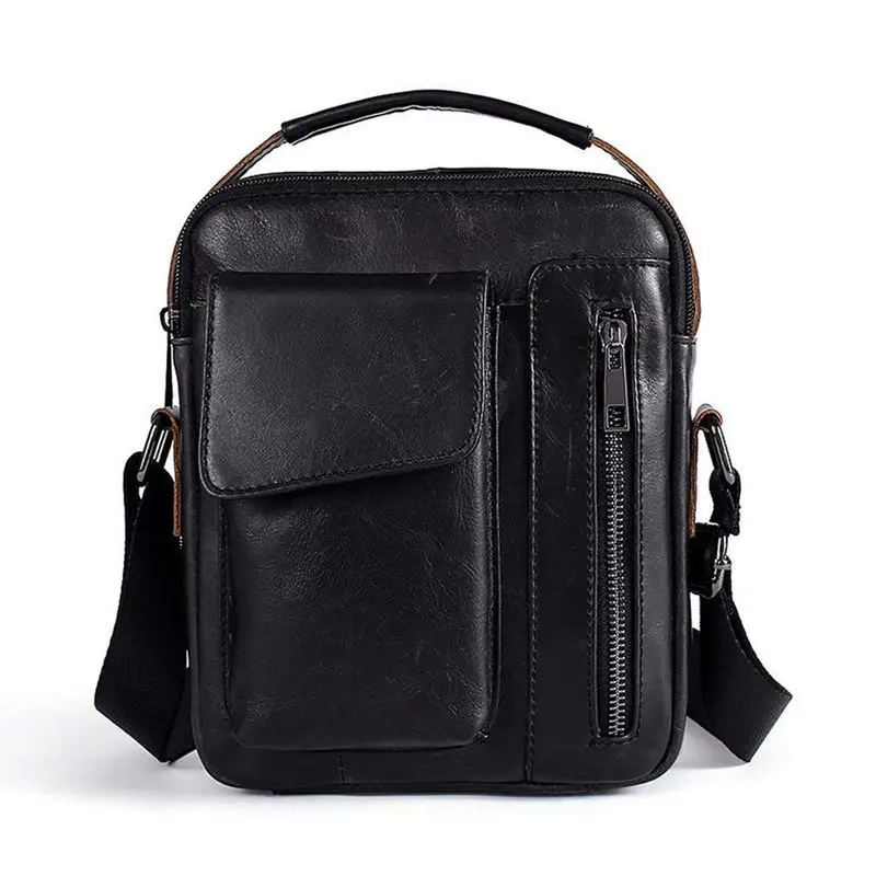 

Shoulder bag Genuine Leather for Men Briefcase Small Shoulder Bag for Casual, Business (Black)