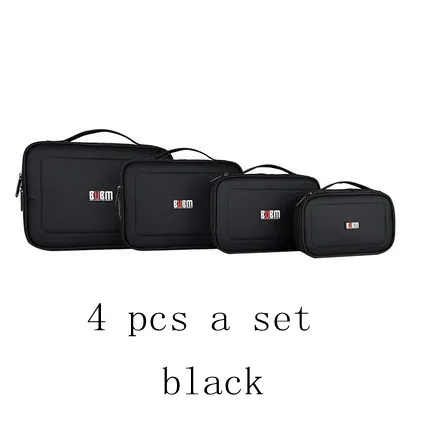 BUBM сумка для электронных аксессуаров, цифровая приемная сумка, Дополнительный внешний аккумулятор XL, L, M, S, 3, 4 шт. в комплекте, переносная дорожная сумка-Органайзер - Цвет: 4 pcs a set Black