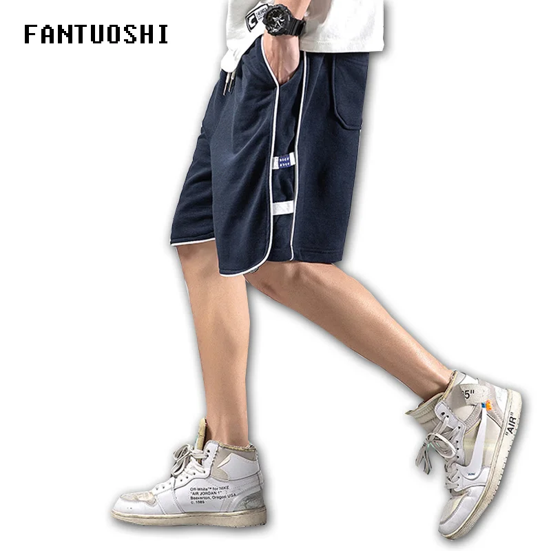 Новые Однотонные эластичные мужские шорты летние мужские свободные шорты хлопковые повседневные мужские трусы высокого качества размер синий 5XL