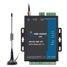 USR-IO424T-GR 4 канала GPRS GSM сетевой IO контроллер 4 способа обнаружения температуры Modbus TCP/RTU поддерживает 4 DI/4 DO/2AI/1PT