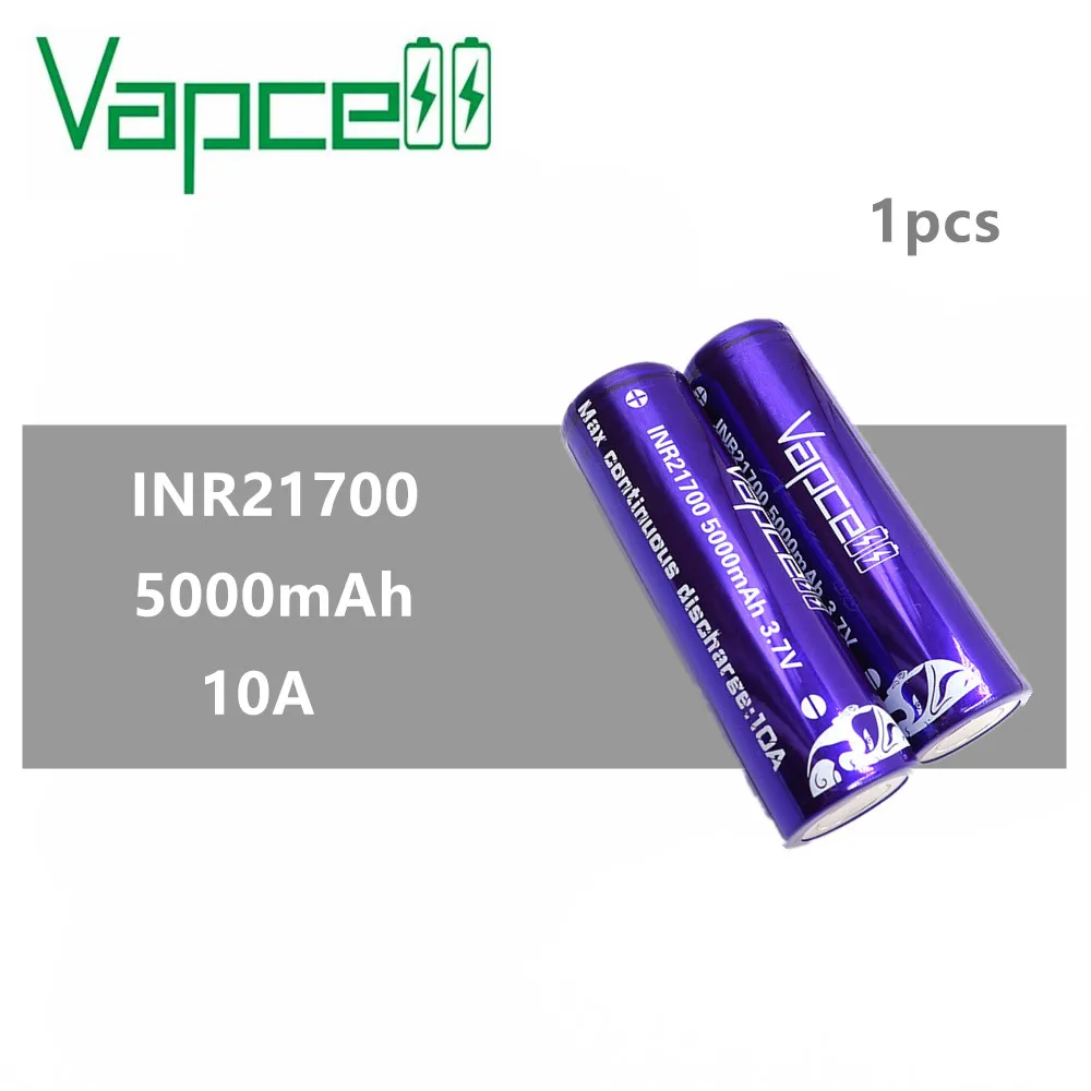 1 шт. vapcell INR21700 21700 батарея 5000 мАч 10А перезаряжаемая батарея высокой мощности vape cell smoke E-CIG box mod IMR VS Keeppower