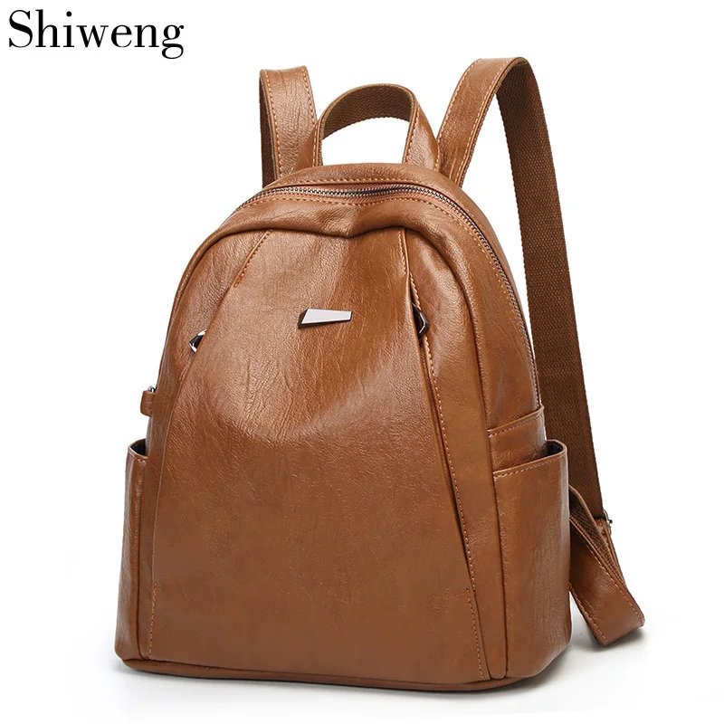 

shiweng 2019 Fashion Women Backpack Leather Backpacks for Girls Female woman Shoulder Bag Ladies Travel Backpack Bags