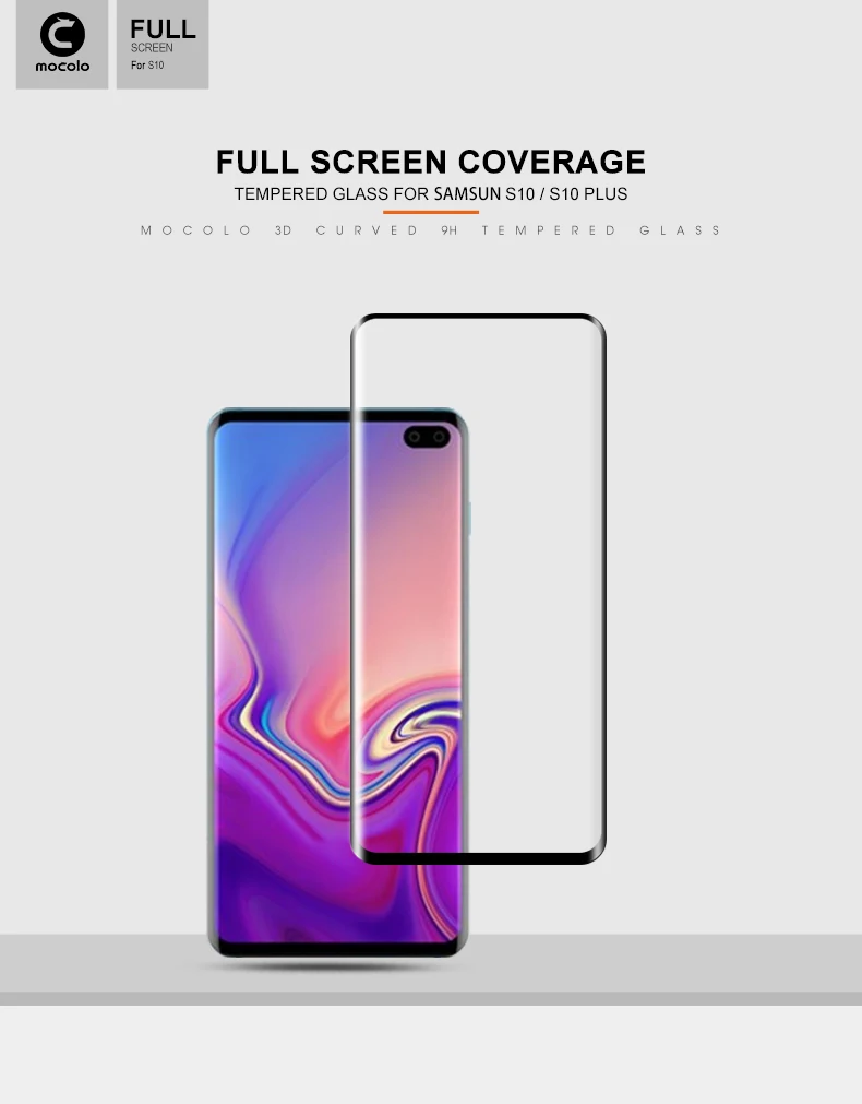 Mocolo 3D Curved Full Screen Premium Glass for Samsung Galaxy S10 and S10 Plus Tempered Glass Film Full Cover Screen Protector