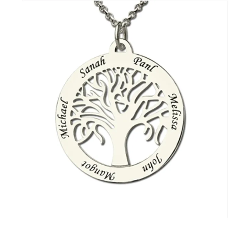 

Family Tree Necklace Custom Name Letter Necklaces Silver 925 Chains Parents' Kids' Names Pendants Jewelry Gift to Mom#EW40