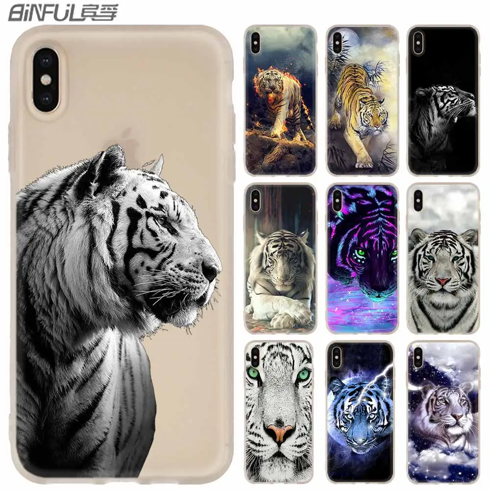Мягкий силиконовый чехол с белым тигром для iPhone 11 12 Pro X XS Max XR iphone 8 7 6 Plus 5 цветов 2020 |