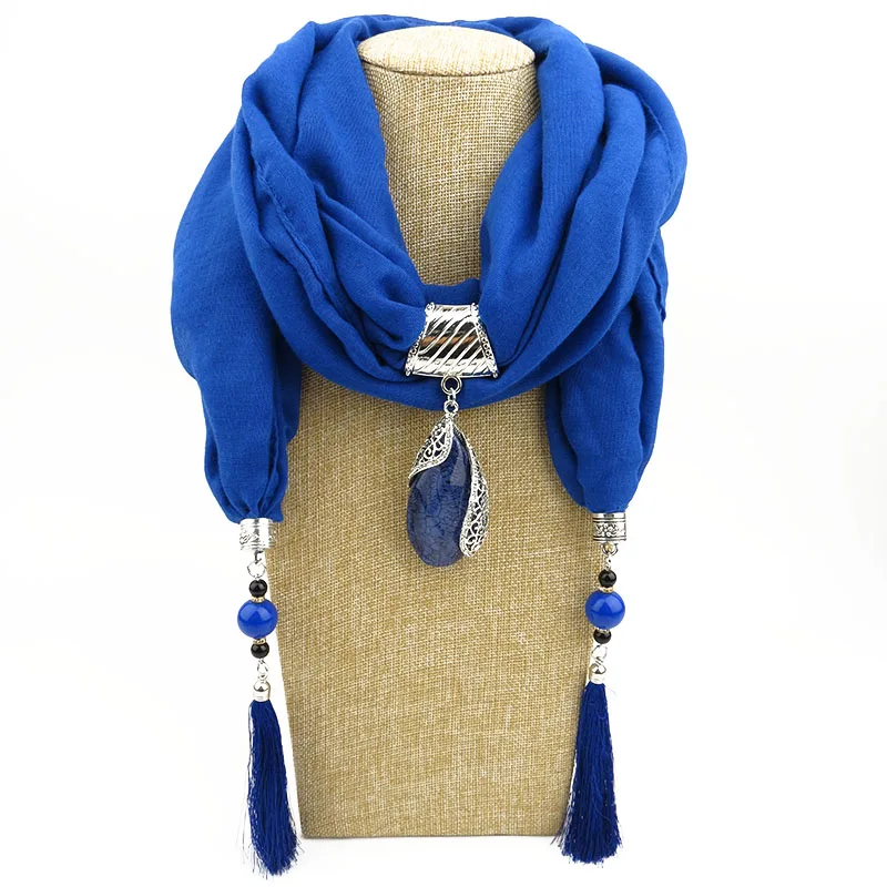

Handkerchief chiffon hijab hair scarf Jewelry Necklace Resin Pendant Scarf Women Foulard Femme Head Scarves Free Shipping