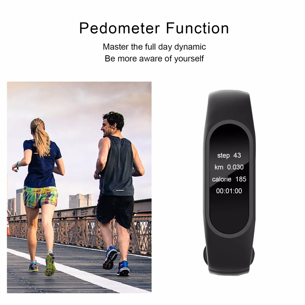 Fitness Bracelet Activity Tracker Heart Rate Sleep Monitor OLED USB Charging Smart Wristbands IOS Android PK K1 miband 2