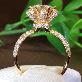 

3 Carat 18K Rose Gold Moissanite Diamond Ring Rose Flower Luxury Crown Women Wedding Party Engagement Anniversary Ring 3 Ct