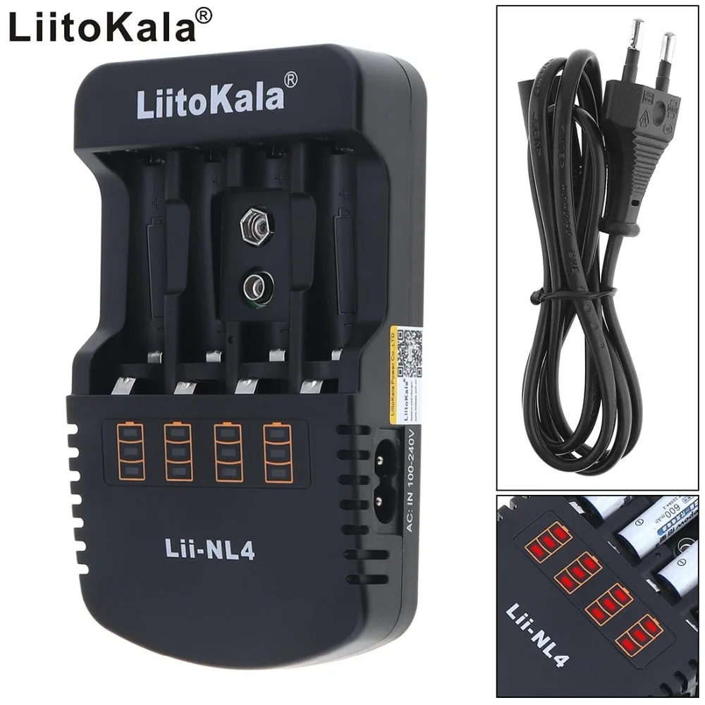 LiitoKala Lii-NL4 9 V 1,2 V AA зарядное устройство AAA Ni-MH Ni-Cd аккумуляторные батареи настольное зарядное устройство s зарядное устройство для путешествий