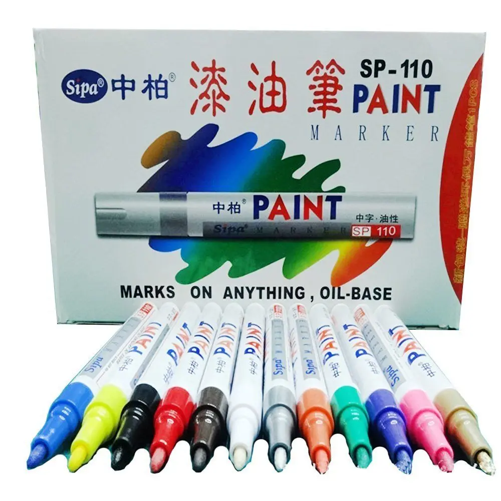 Billig 12 farbe Set Permenant Wasserdichte Farbe Marker Stifte Auto Reifen Gummi Dekoration, handwerk Karte DIY Zeichnung Kunst Stift NEUE, 12 Pack
