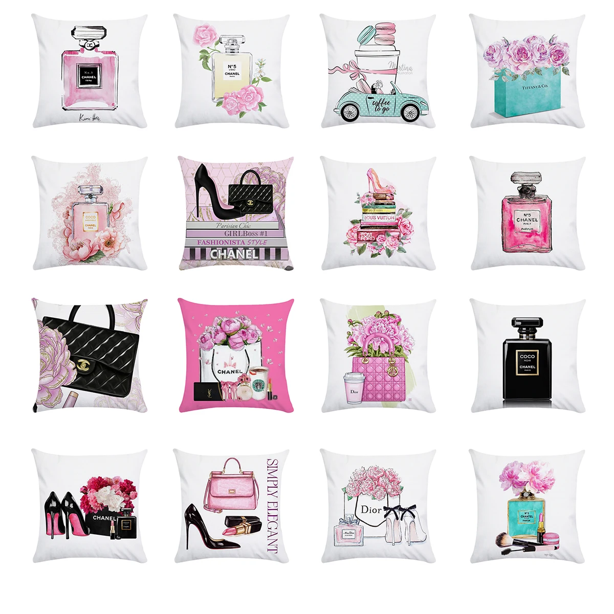 

45cm*45cm Hand painted flowers and perfume bottles super soft cushion cover and sofa pillow case Home decorative pillow cover