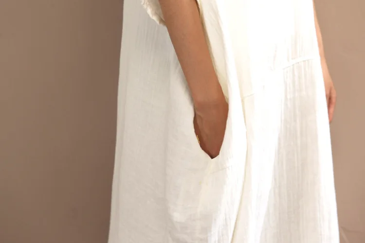 Женское хлопковое льняное платье, новое винтажное летнее платье с рукавом «летучая мышь», женская одежда с круглым вырезом, 3 цвета