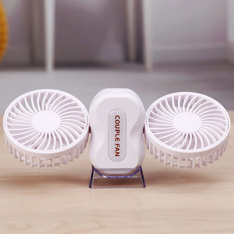 2 Motors Summer Couples Air Conditioner Fan Rechargeable Li Battery Air Conditioning Ventilador Fans Portable Mini USB Fan