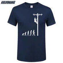 Evolução humana de lineman t camisa presente de aniversário para eletricista pai marido o-pescoço manga curta algodão camisetas masculinas
