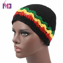 Зимние унисекс Для женщин Для мужчин трикотажные Rasta Hat Теплые ручной работы крючком Ямайка Стиль шапочки Боб Марли Раста регги шляпа