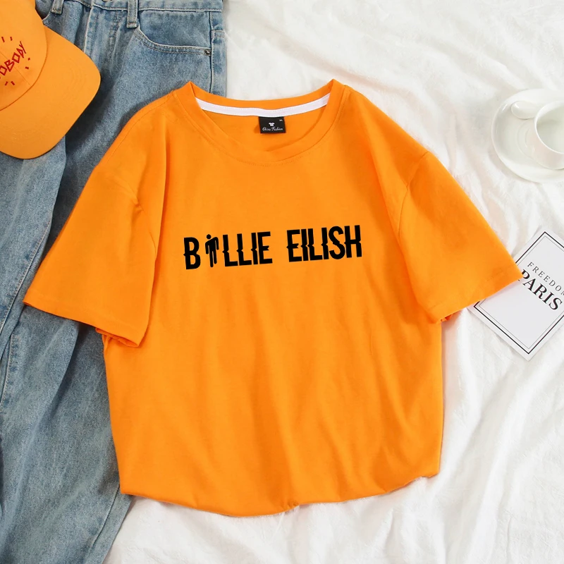 Billie Eilish Мужская футболка Женская Harajuku пастельные цвета буквы летние топы полный хлопок короткий рукав Уличная панк футболки
