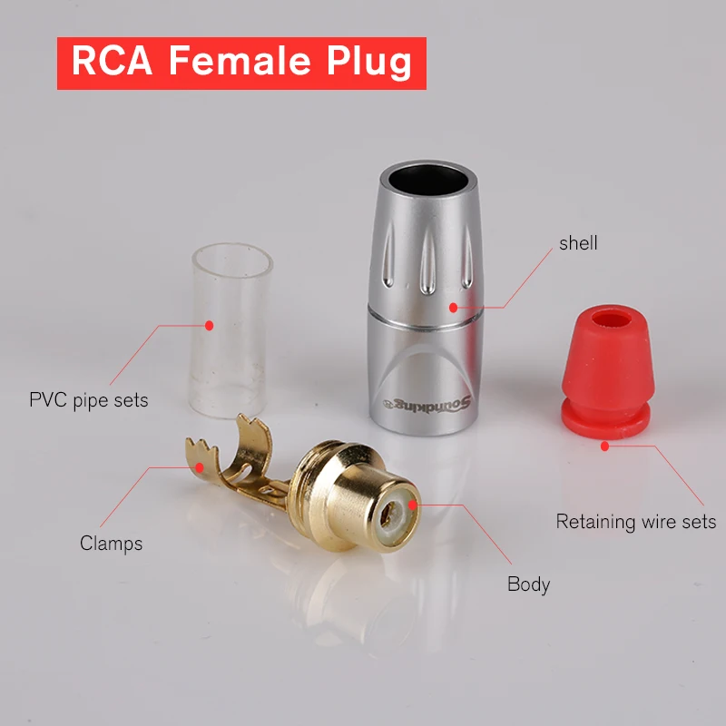 Soundking черный и красный RCA гнездовой разъем цинковый сплав корпус позолоченный Аудио Видео адаптер разъем RCA штекер suppprt 4-6 мм кабель C33