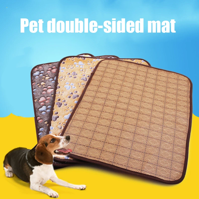 

Durable Cat Mat Pet Blanket Dual Use Coral Fleece Keep Warm Sleeping Pad Summer Small Animals
