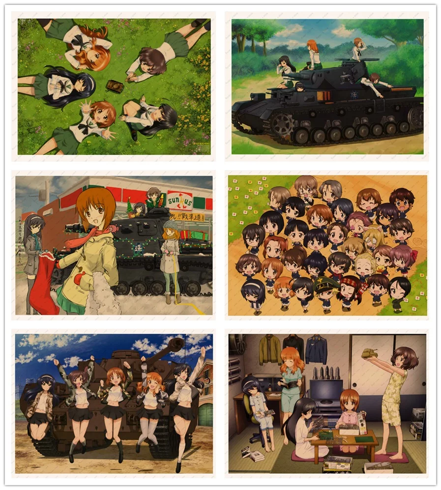 

GIRLS und PANZER Nishizumi Miho saori takebe Wall sticker Kraft Poster Japanese Anime Poster Retro Poster