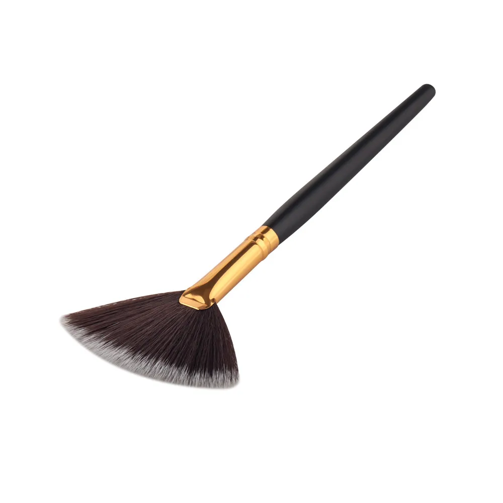 

2016 New Professional Natural color 1PCS Quality Fan Brush Portable Slim Pro Wood Handle Makeup Brush Kit Beauty Tools Wholesale