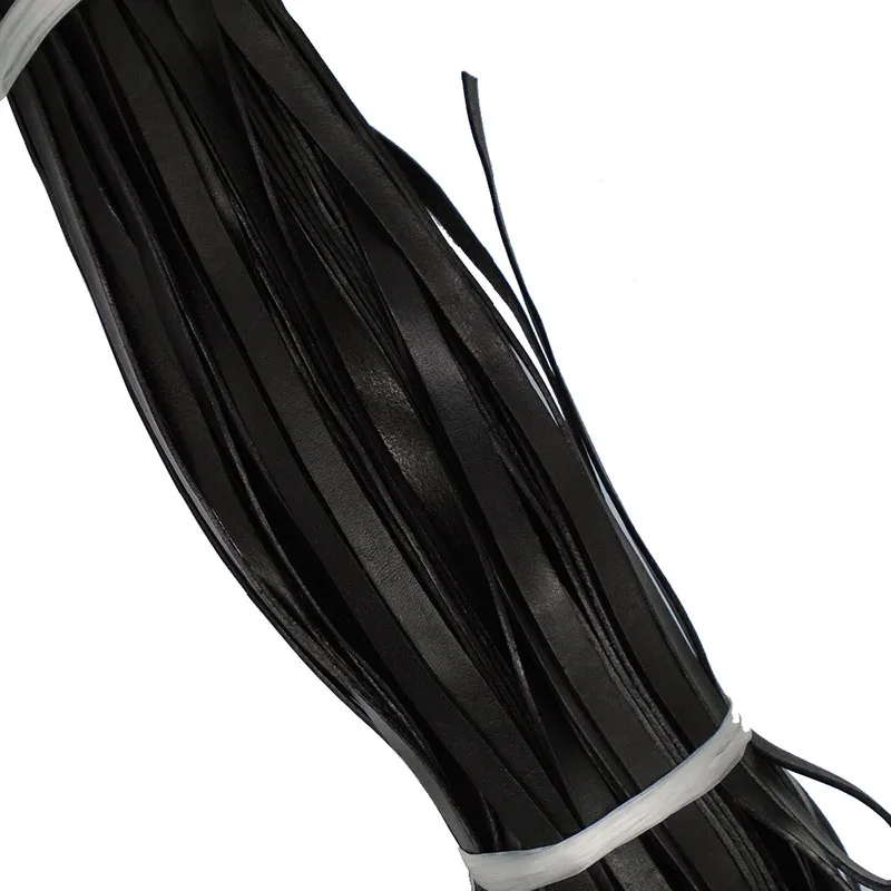 ZXZ 3 метра черный/белый/красный/коричневый/натуральный 10 мм плоский ремешок из натуральной кожи шнур 10x2 мм шнурок кружева стринги для изготовления ювелирных изделий - Цвет: Black