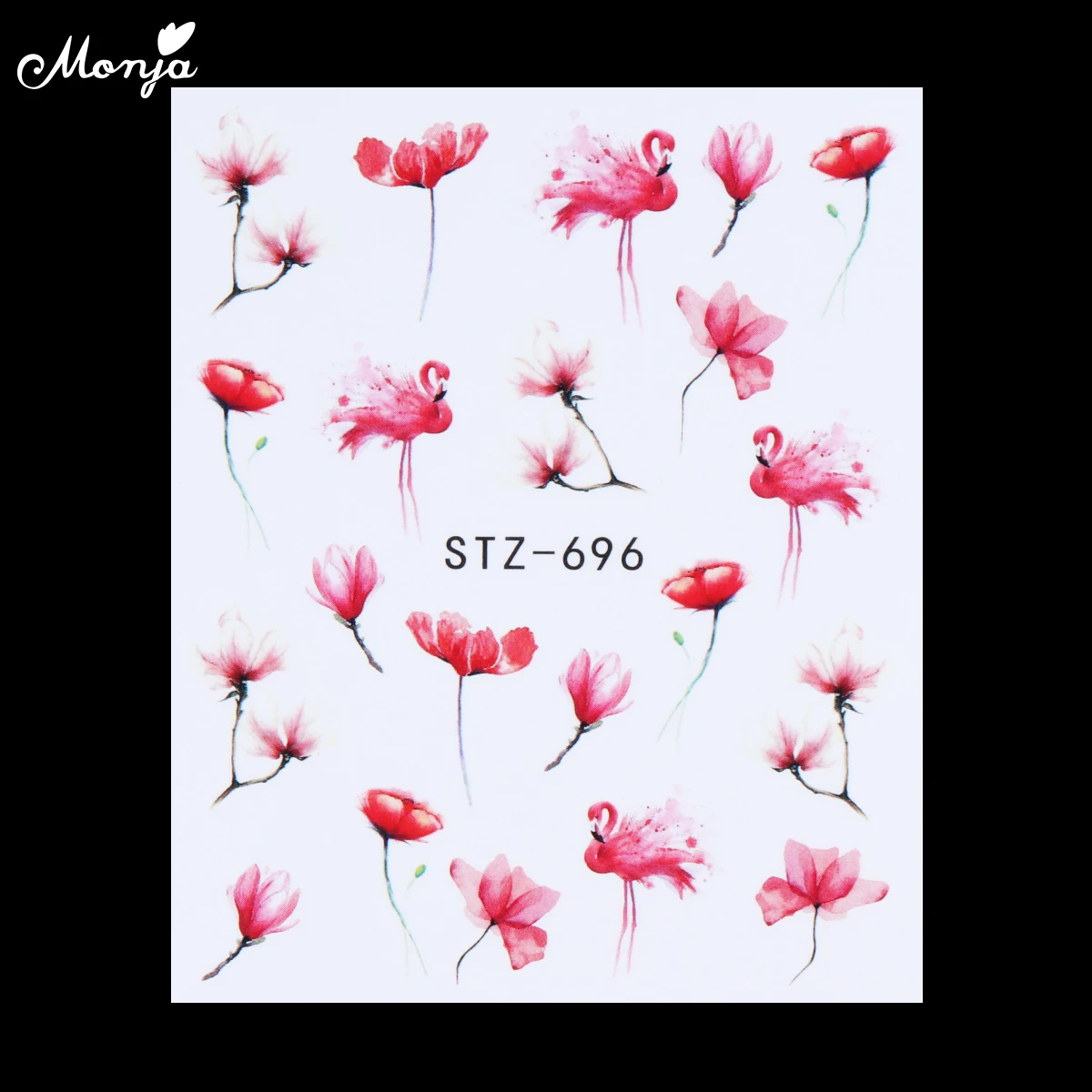 Monja 24 листа Фламинго цветок серии переводные наклейки Элегантный шаблон Переводные картинки с бабочками водяной знак украшения для ногтей