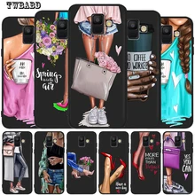 Чехол с цветочным рисунком для Samsung A720, модная женская обувь на высоком каблуке, кофейный чехол для Samsung A320 A520 A9 A6 A7 A8 Plus A3 A5 A7 Etui