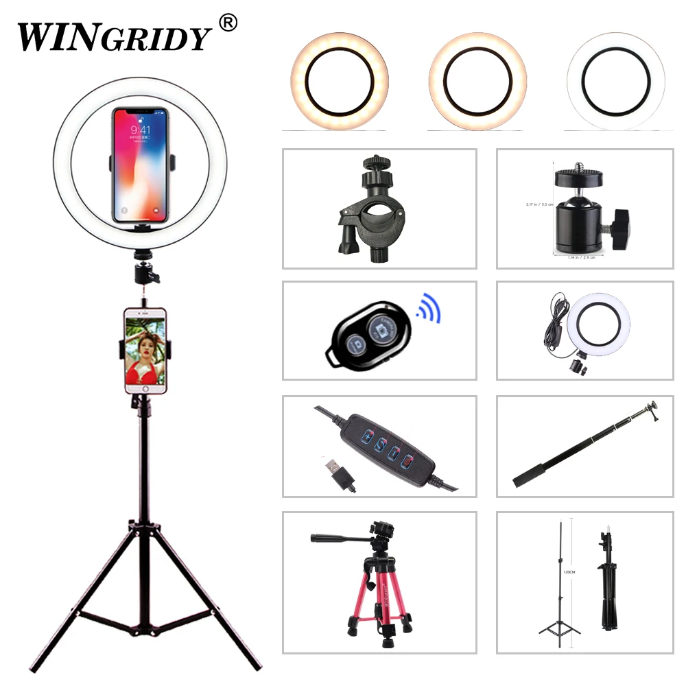 

LED Ring Light 16cm 26cm 5600K 64 LEDs Selfie Ring Lamp Photographic Lighting With Tripod Phone Holder U