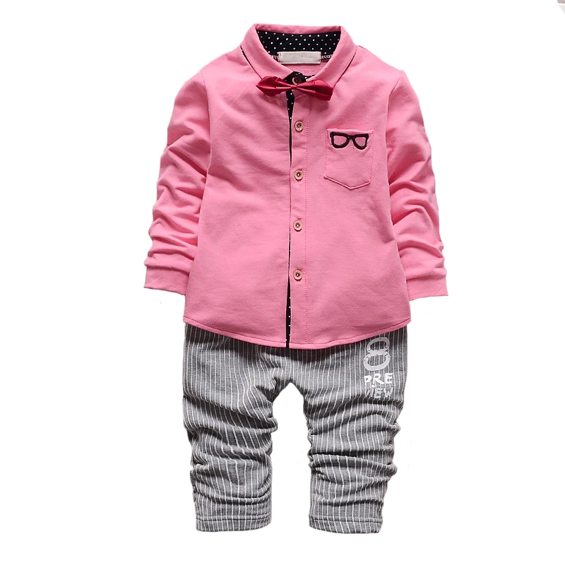 2016 spring autumn korean fashion clothing set baby boy Gentleman tie shirt+kids pants brand toddler casual clothes