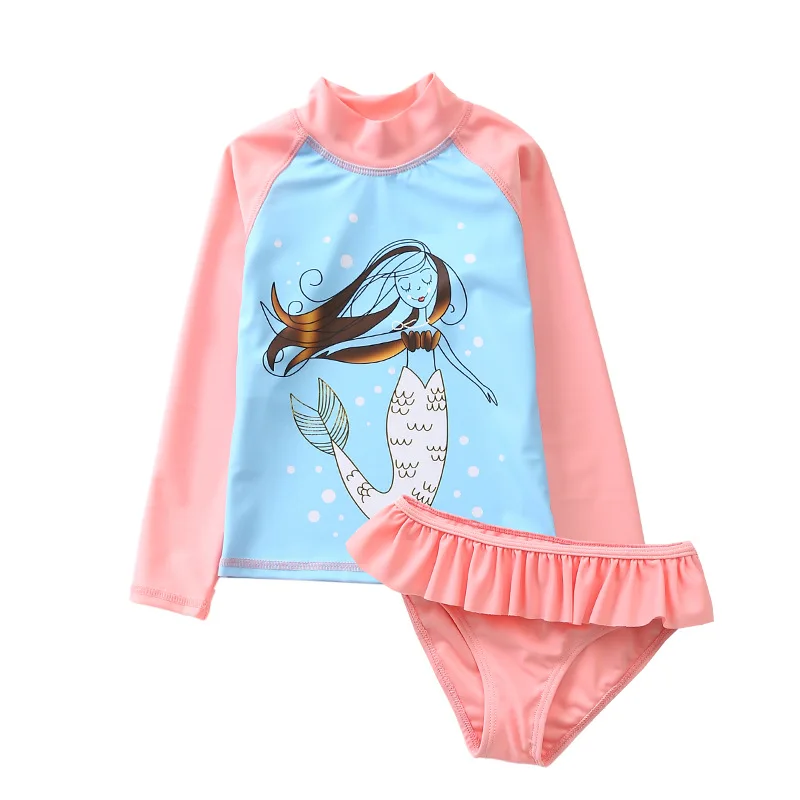 Коллекция года, купальный костюм из двух предметов для девочек, Ins, купальник с фламинго для девочек возрастом от 2 до 10 лет, детский купальный костюм с ананасом, пляжная одежда для детей, CZ974