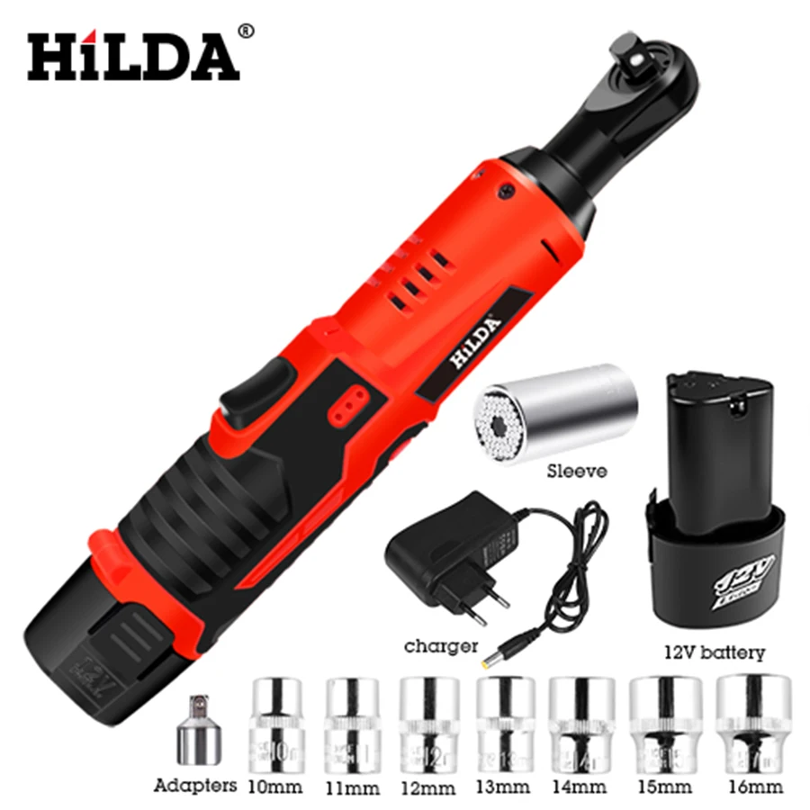 HILDA 12V Electric Wrench Kit Cordless Ratchet Wrench Rechargeable Scaffolding Torque Ratchet With Sockets Tools Power Tools HILDA 12V Electric Wrench Kit Cordless Ratchet Wrench Rechargeable Scaffolding Torque Ratchet With Sockets Tools Power Tools