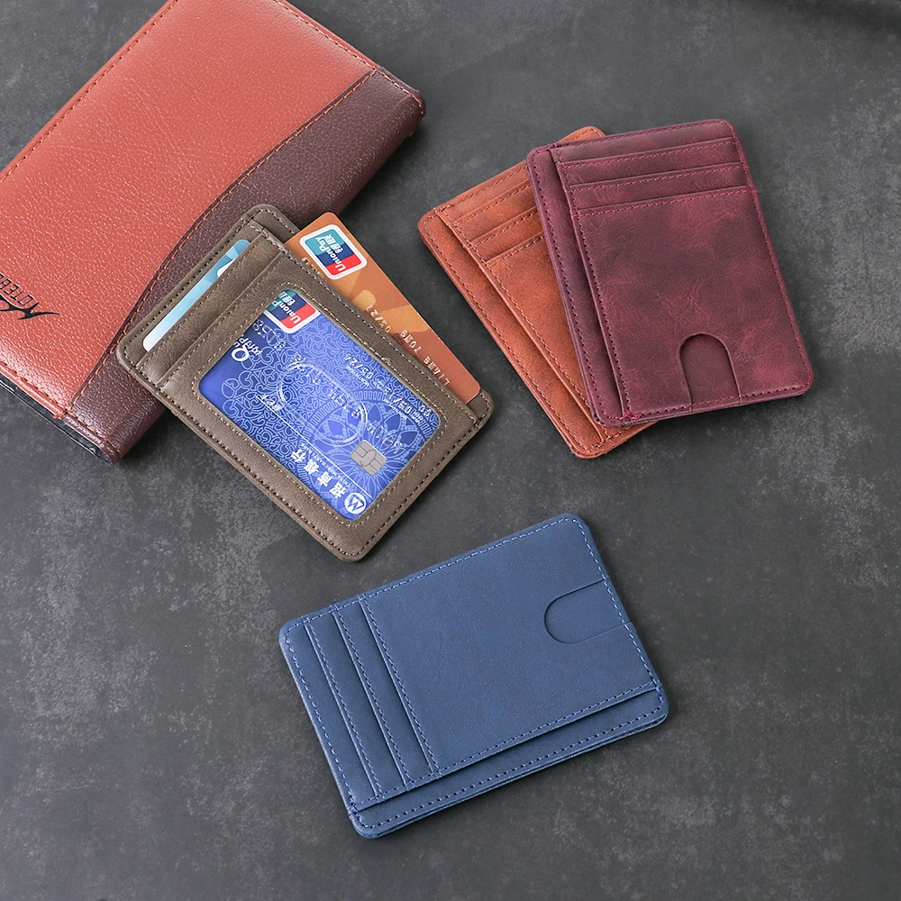 Тонкий RFID блокирующий кожаный бумажник кредитный ID Держатель карты кошелек деньги чехол для мужчин и женщин модная сумка для мужчин s подарки 11,5x8x0,5 см