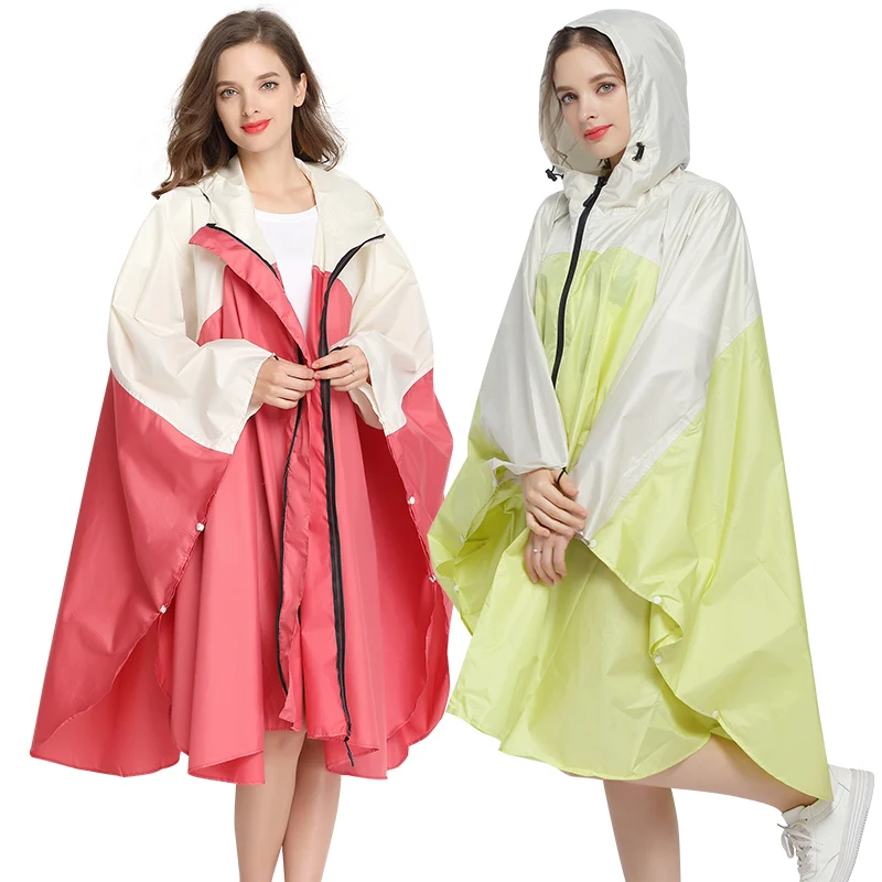 Najtaniej Damskie poncho przeciwdeszczowe płaszcz wodoodporny Sty płaszcz przeciwdeszczowy peleryna z kapturem i zamkiem błyskawicznym do uprawiania turystyki pieszej jazda na rowerze Freesmily