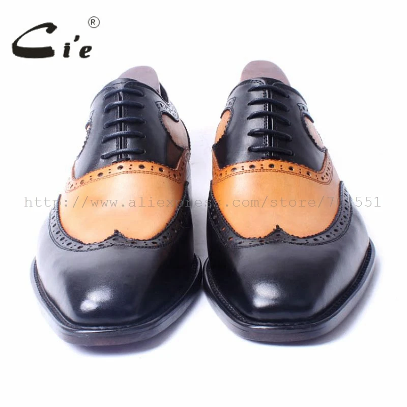 Genuino A Ala Artesanía Zapato mackay Marrón Juego De up Negro Piel Oxford Becerro Mano puntas Cuadrada Encaje Punta Hombres Cie 100 Blake Buey Hecho HAYBxna